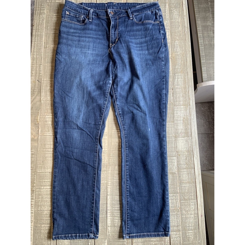 Levis Signature Womens 14 M Mid Rise Jeans 32x30 Blue Denim Y2K Stretch‎